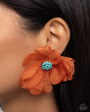 Part Of Your World - Orange Post Earrings - Paparazzi Accessories Post Earrings Bedazzle Me Pretty Mobile Fashion Boutique