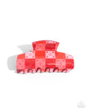 Patchwork Promise - Red Hair Clip - Paparazzi Accessories Hair Clip Bedazzle Me Pretty Mobile Fashion Boutique