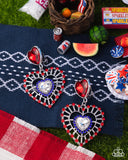 Patriotic Pattern - Multi Clip-On Earrings - Paparazzi Accessories Clip-On Earrings Bedazzle Me Pretty Mobile Fashion Boutique