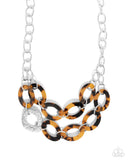 Patterned Presto - Brown Necklace - Paparazzi Accessories Necklace Bedazzle Me Pretty Mobile Fashion Boutique