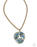 Peacock Patchwork - Brass Necklace - Paparazzi Accessories Necklace Bedazzle Me Pretty Mobile Fashion Boutique