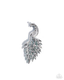 Peacock Pedestal - Blue Brooch - Paparazzi Accessories Brooch Bedazzle Me Pretty Mobile Fashion Boutique