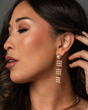 Pearl Pastime - Gold Post Earrings - Paparazzi Accessories Post Earrings Bedazzle Me Pretty Mobile Fashion Boutique