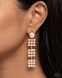 Pearl Pastime - Gold Post Earrings - Paparazzi Accessories Post Earrings Bedazzle Me Pretty Mobile Fashion Boutique