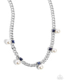 Pearl Pedestal - Blue Necklace - Paparazzi Accessories Necklace Bedazzle Me Pretty Mobile Fashion Boutique