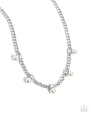 Pearl Pedestal - White Necklace - Paparazzi Accessories Necklace Bedazzle Me Pretty Mobile Fashion Boutique