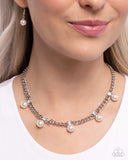 Pearl Pedestal - White Necklace - Paparazzi Accessories Necklace Bedazzle Me Pretty Mobile Fashion Boutique