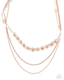 Pearl Profession - Copper Necklace - Paparazzi Accessories Necklace Bedazzle Me Pretty Mobile Fashion Boutique
