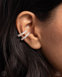 PEARLS Just Want to Have Fun - White Cuff Earrings - Paparazzi Accessories Post Earrings Bedazzle Me Pretty Mobile Fashion Boutique