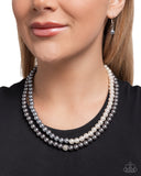 Pearly Paladin - Silver Necklace - Paparazzi Accessories Necklace Bedazzle Me Pretty Mobile Fashion Boutique
