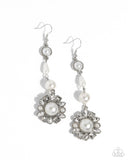 Pearly Plot Twist - White Earrings - Paparazzi Accessories Earrings Bedazzle Me Pretty Mobile Fashion Boutique