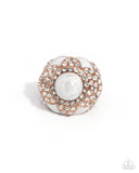 Pearly Podium - Copper Ring - Paparazzi Accessories Ring Bedazzle Me Pretty Mobile Fashion Boutique