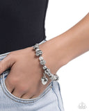 Pensive Polish - White Bracelet - Paparazzi Accessories Bracelet Bedazzle Me Pretty Mobile Fashion Boutique