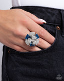 Persuasive Pizzazz - Blue Ring - Paparazzi Accessories Ring Bedazzle Me Pretty Mobile Fashion Boutique