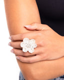 Petal Pact - White Ring - Paparazzi Accessories Ring Bedazzle Me Pretty Mobile Fashion Boutique