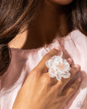 Petal Privilege - White Ring - Paparazzi Accessories Ring Bedazzle Me Pretty Mobile Fashion Boutique