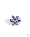 Petaled Premonition - Blue Ring - Paparazzi Accessories Ring Bedazzle Me Pretty Mobile Fashion Boutique