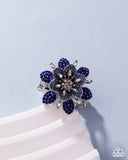 Petaled Premonition - Blue Ring - Paparazzi Accessories Ring Bedazzle Me Pretty Mobile Fashion Boutique