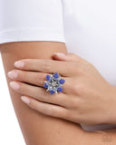 Petaled Premonition - Blue Ring - Paparazzi Accessories Ring Bedazzle Me Pretty Mobile Fashion Boutique