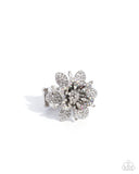 Petaled Premonition - White Ring - Paparazzi Accessories Ring Bedazzle Me Pretty Mobile Fashion Boutique