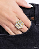 Petaled Promenade - Yellow Ring - Paparazzi Accessories Ring Bedazzle Me Pretty Mobile Fashion Boutique