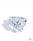 Pinched Petals - Blue Ring - Paparazzi Accessories Ring Bedazzle Me Pretty Mobile Fashion Boutique