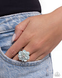 Pinched Petals - Blue Ring - Paparazzi Accessories Ring Bedazzle Me Pretty Mobile Fashion Boutique