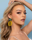Pineapple Passion - Yellow Post Earrings - Paparazzi Accessories Post Earrings Bedazzle Me Pretty Mobile Fashion Boutique