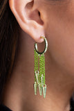 Piquant Punk - Green Earrings - Paparazzi Accessories Earrings Bedazzle Me Pretty Mobile Fashion Boutique