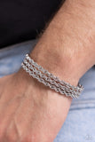 Pit Crew - Silver Mens Bracelet - Paparazzi Accessories Mens Bracelet Bedazzle Me Pretty Mobile Fashion Boutique