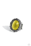 Plaited Pattern - Yellow Ring - Paparazzi Accessories Ring Bedazzle Me Pretty Mobile Fashion Boutique