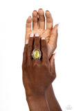Plaited Pattern - Yellow Ring - Paparazzi Accessories Ring Bedazzle Me Pretty Mobile Fashion Boutique