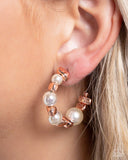 Playful Pearls - Copper Earrings - Paparazzi Accessories Earrings Bedazzle Me Pretty Mobile Fashion Boutique