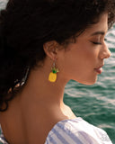 Pleasant Pineapple - Yellow Earrings - Paparazzi Accessories Earrings Bedazzle Me Pretty Mobile Fashion Boutique