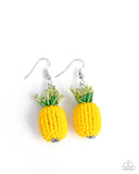 Pleasant Pineapple - Yellow Earrings - Paparazzi Accessories Earrings Bedazzle Me Pretty Mobile Fashion Boutique