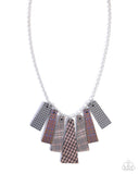 Pleasing Plaid - Brown Necklace - Paparazzi Accessories Necklace Bedazzle Me Pretty Mobile Fashion Boutique