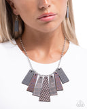 Pleasing Plaid - Brown Necklace - Paparazzi Accessories Necklace Bedazzle Me Pretty Mobile Fashion Boutique