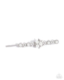 Polished Opulence - White Hair Clip - Paparazzi Accessories Hair Clip Bedazzle Me Pretty Mobile Fashion Boutique