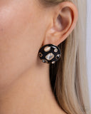Polished Potential - Black Post Earrings - Paparazzi Accessories Post Earrings Bedazzle Me Pretty Mobile Fashion Boutique