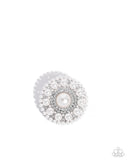 Posh Paladin - White Brooch - Paparazzi Accessories Brooch Bedazzle Me Pretty Mobile Fashion Boutique