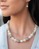 Posh Pattern - White Necklace - Paparazzi Accessories Necklace Bedazzle Me Pretty Mobile Fashion Boutique