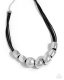 Powerhouse Push - Black Necklace - Paparazzi Accessories Necklace Bedazzle Me Pretty Mobile Fashion Boutique