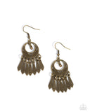 PRAIRIE For Me - Brass Earrings - Paparazzi Accessories Earrings Bedazzle Me Pretty Mobile Fashion Boutique