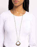 Prehistoric Drama - Brass Necklace - Paparazzi Accessories Necklace Bedazzle Me Pretty Mobile Fashion Boutique
