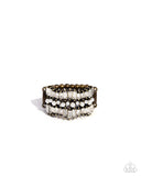 Preppy Pearls - Brass Ring - Paparazzi Accessories Ring Bedazzle Me Pretty Mobile Fashion Boutique