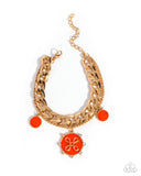 Preppy Present - Orange Bracelet - Paparazzi Accessories Bracelet Bedazzle Me Pretty Mobile Fashion Boutique
