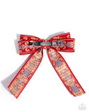 Printed Parlor - Red Hair Clip - Paparazzi Accessories Hair Clip Bedazzle Me Pretty Mobile Fashion Boutique
