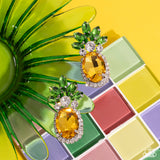 Prismatic Pineapple - Yellow Post Earrings - Paparazzi Accessories Post Earrings Bedazzle Me Pretty Mobile Fashion Boutique