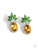 Prismatic Pineapple - Yellow Post Earrings - Paparazzi Accessories Post Earrings Bedazzle Me Pretty Mobile Fashion Boutique