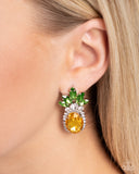 Prismatic Pineapple - Yellow Post Earrings - Paparazzi Accessories Post Earrings Bedazzle Me Pretty Mobile Fashion Boutique